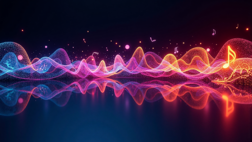 音乐节奏游戏界面截图，音符下落，炫彩特效，现代化游戏设计，明亮自然光